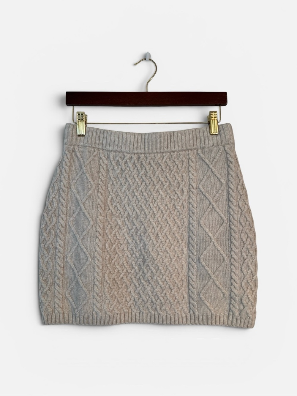 H&M Cable Knit Sweater Skirt Beige Cream Soft Cozy Mini Skirt Size S